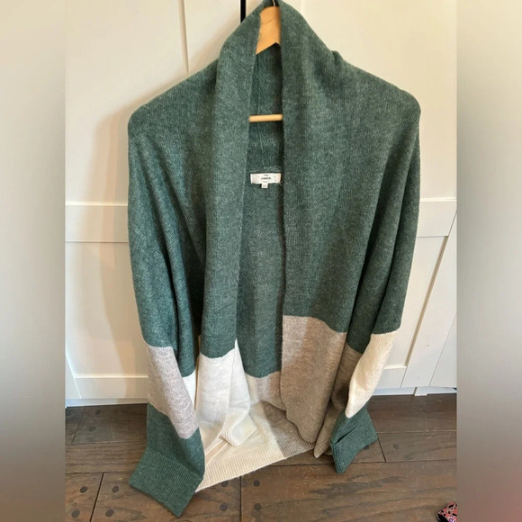 Entro sweater colorblock long open front cardigan oversized size 2X Cabincore - Picture 2 of 5